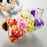 NEW TIE DYE FABRIC PEARL HEADBAND_CWAHA2122