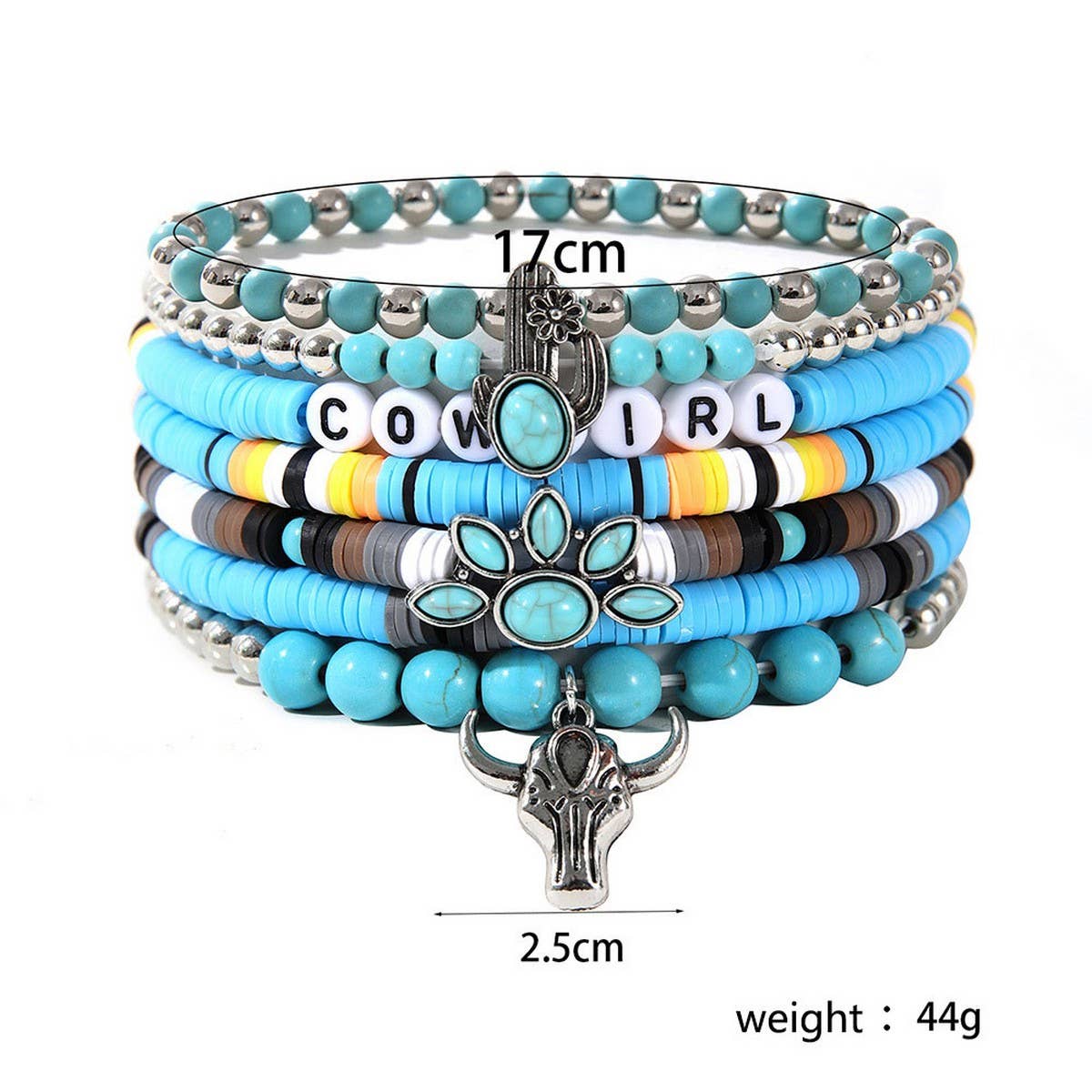 ETHNIC STYLE BULL HEAD CACTUS BRACELET SET_CWMM3520
