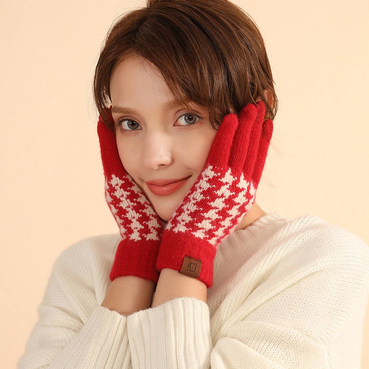 Winter Festive Warm Touch Screen Brushed Gloves_Cwag0376