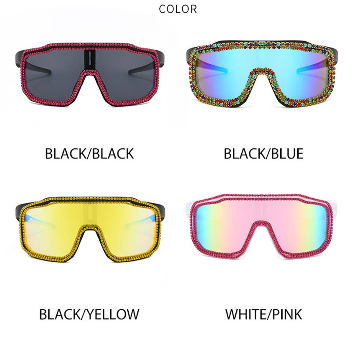 LARGE FRAME DIAMOND COLORFUL WINDPROOF SUNGLASSES_CWASG0841