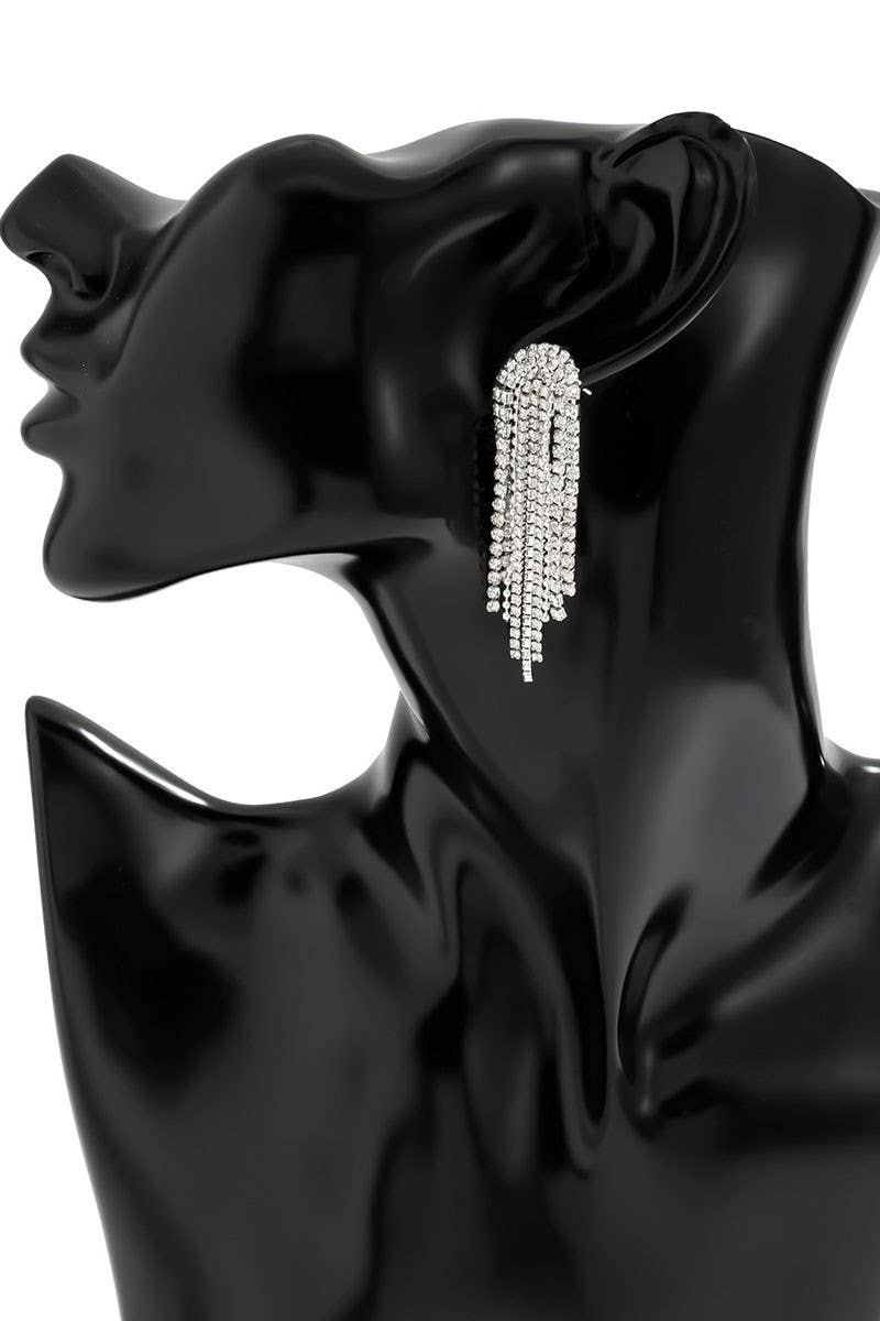NICHE SIMPLE TASSEL MICRO SET RHINESTONE EARRINGS_CWAJE0016