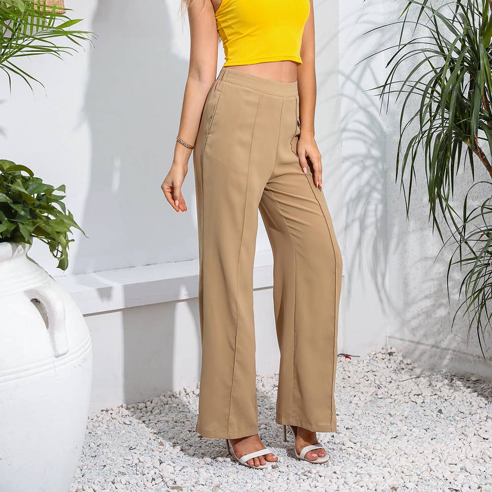 Stylish Simple High-Waisted Baggy Wide-Leg Pants