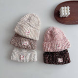 CHILDRENS STYLISH CURLED WHITE LABEL KNITTED HAT_CWAH2935