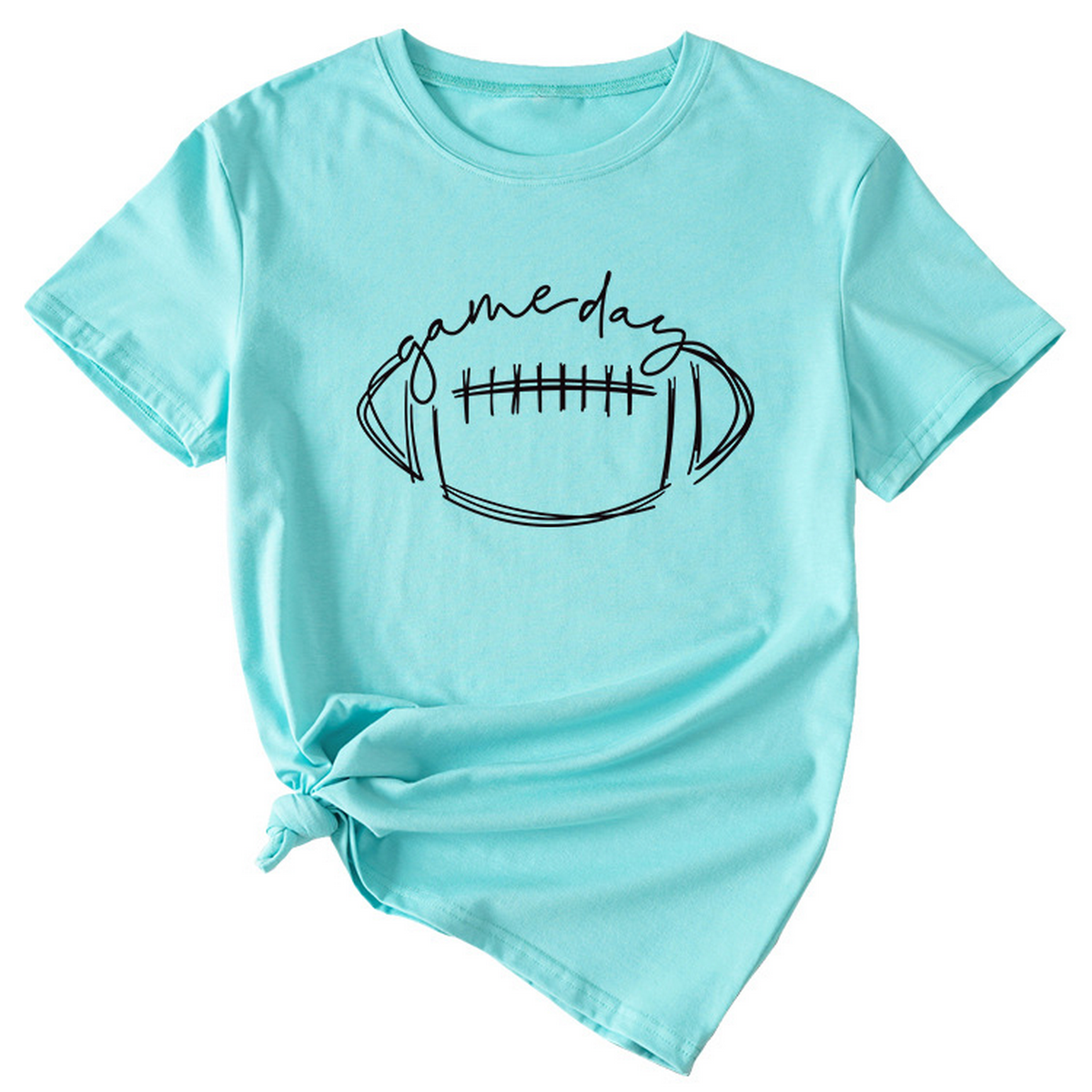 Wome Casual Tee With Fun Football Print_Cwdsd8368