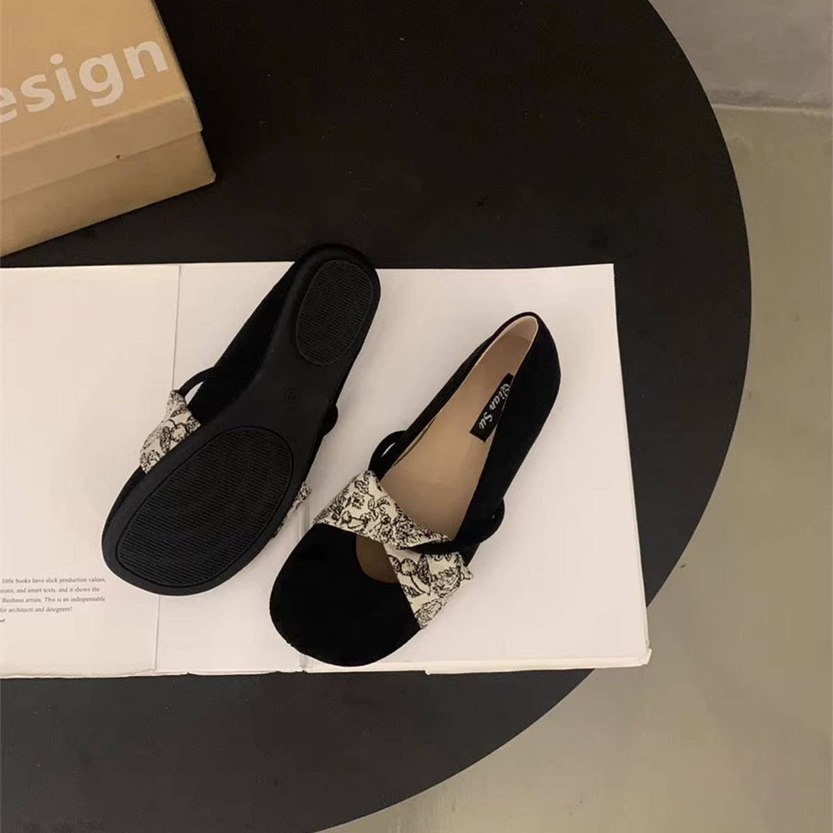 Vintage Flat Mary Jane Shoes Suede Low Cut