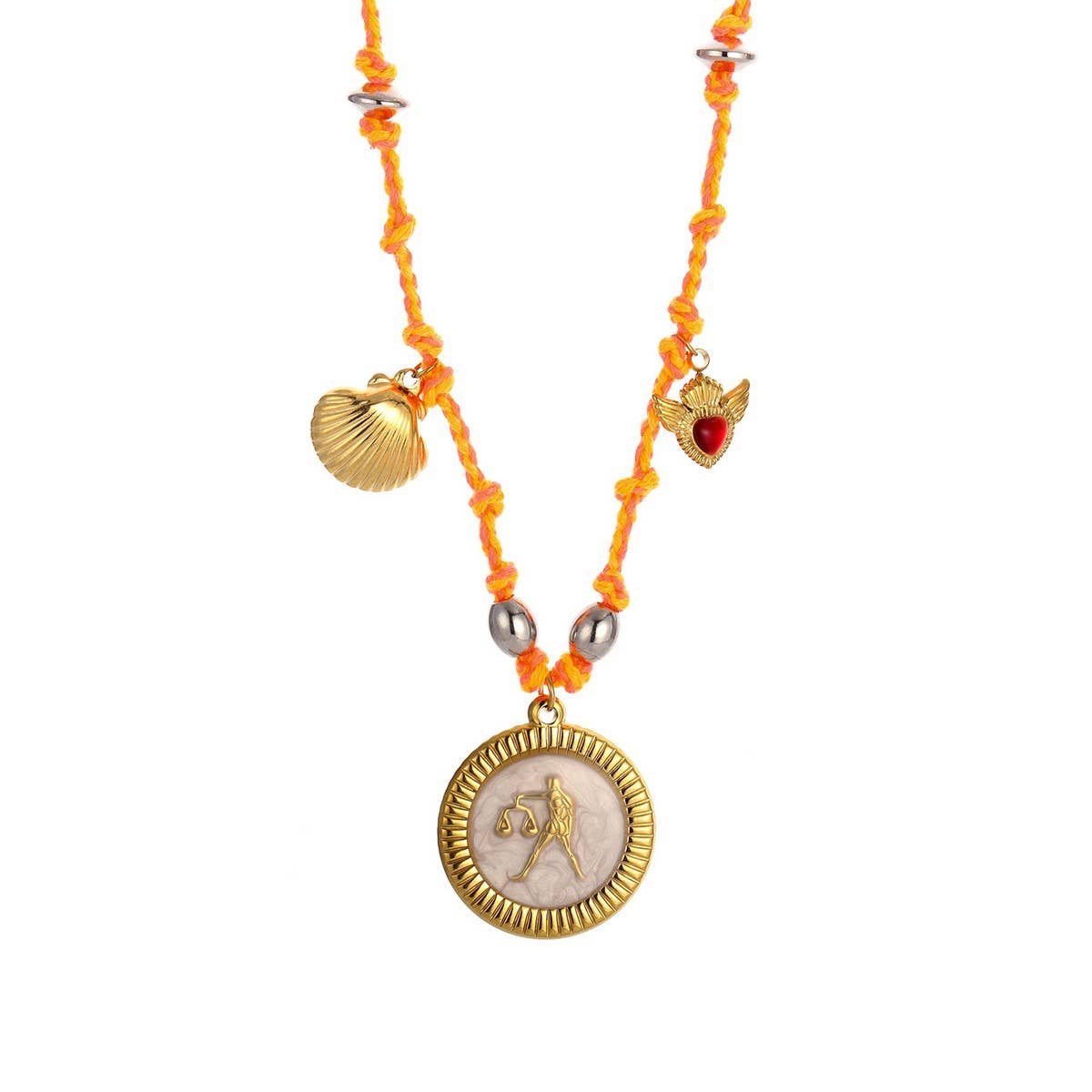 HANDMADE ZODIAC NECKLACE WITH ENAMEL CHARMS_CWMM8810