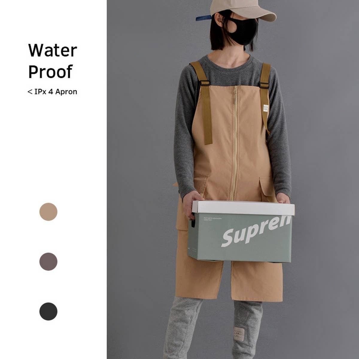 ADJUSTABLE ZIPPER APRONS WITH POCKETS WORK CLOTHES_CWMM3307