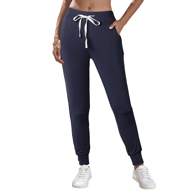 Solid Color Drawstring Leg Sports Style Pants