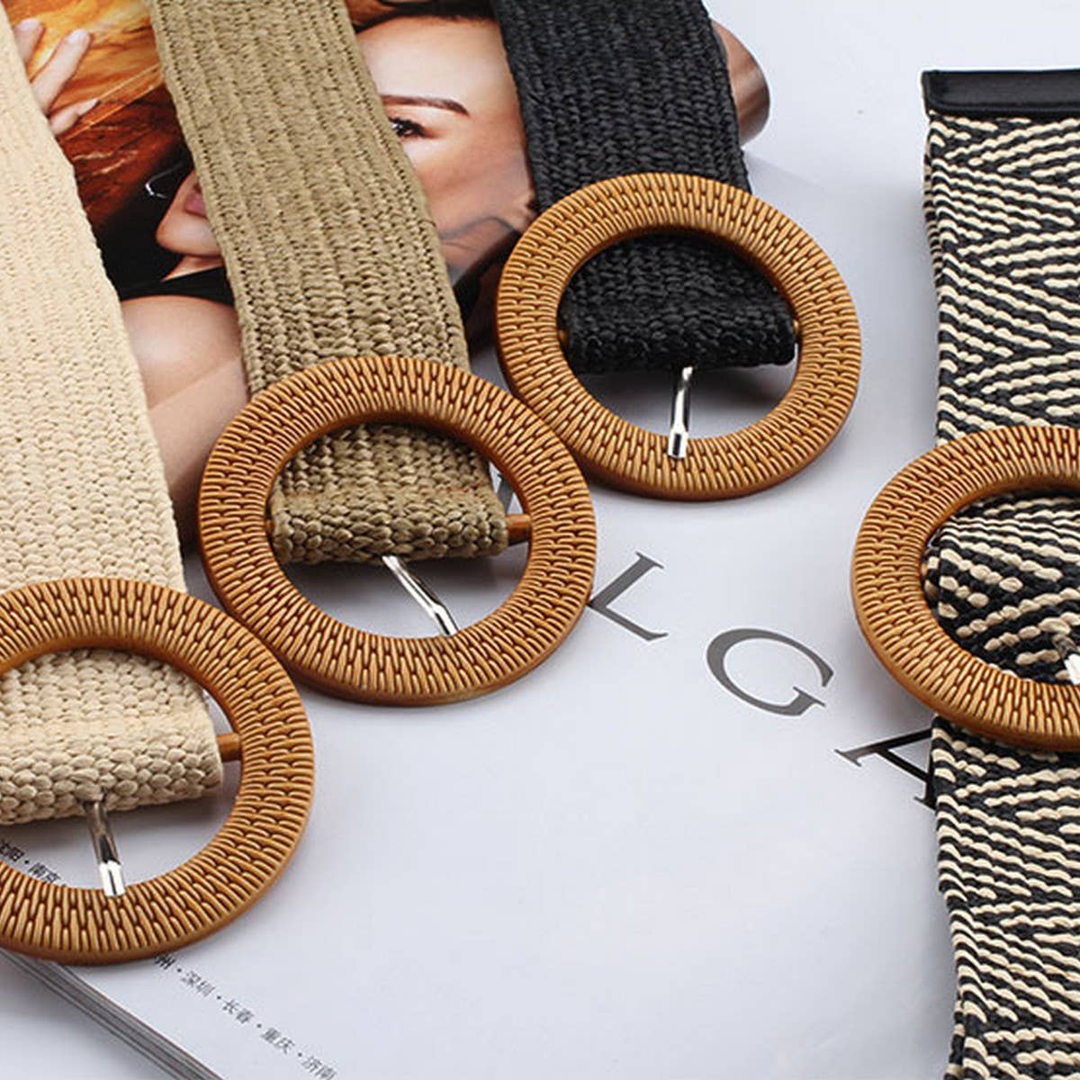 Cwabe0544_Vintage Braided Round Buckle Belts