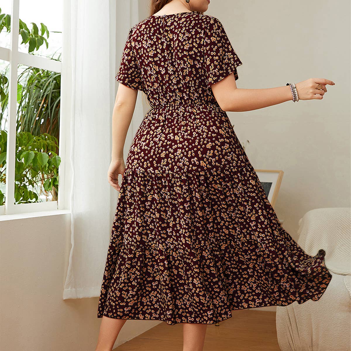 2025 LOOSE FLORAL DRESS PLUS SIZE CASUAL FIT_CWDMD5961
