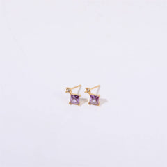 SIMPLE OPAL ZIRCON SMALL BONE STUD EARRINGS_CWMM5717