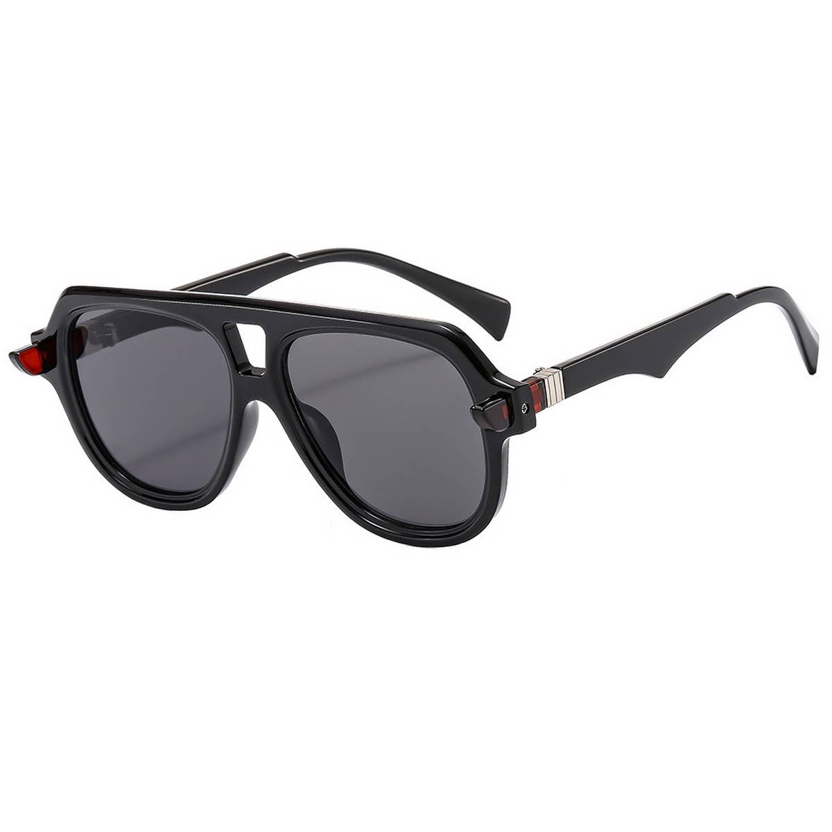 RETRO SPORTY DOUBLE BRIDGE COLORBLOCK SUNGLASSES_CWASG1197