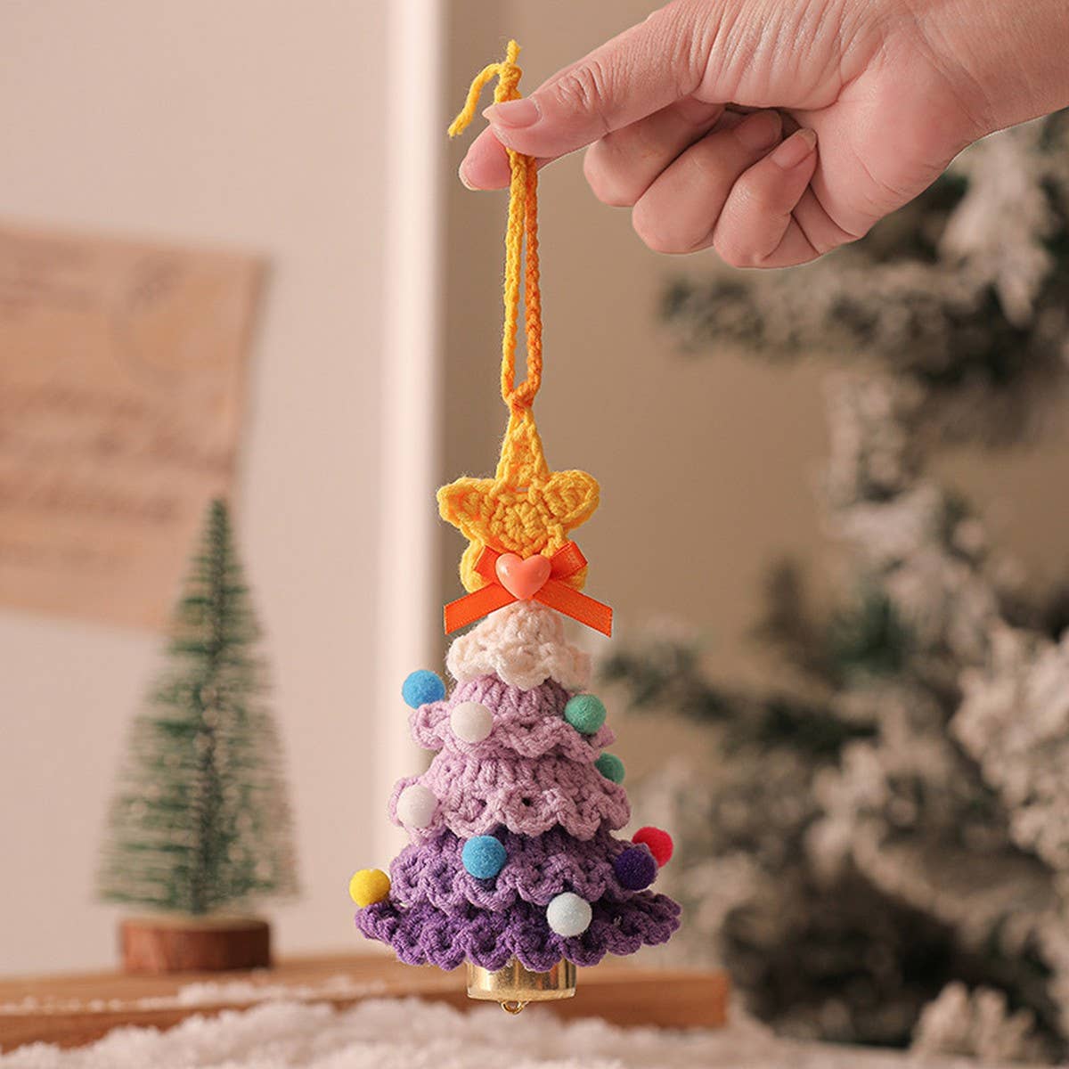 Plush Christmas Ornament Knitted Tree Hanging_Cuab00751
