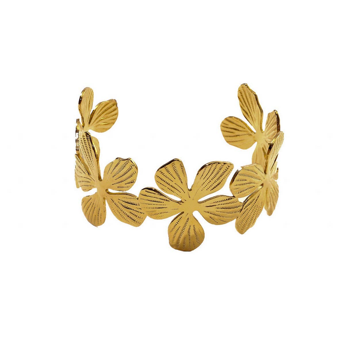 ELEGANT 18K GOLD FLORAL STAINLESS STEEL BRACELET_CWAJE4599