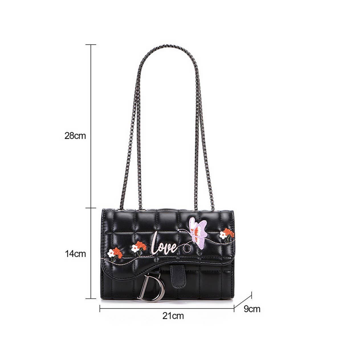 Black Clutch Chain Crossbody Shoulder Bag_Cuab0181