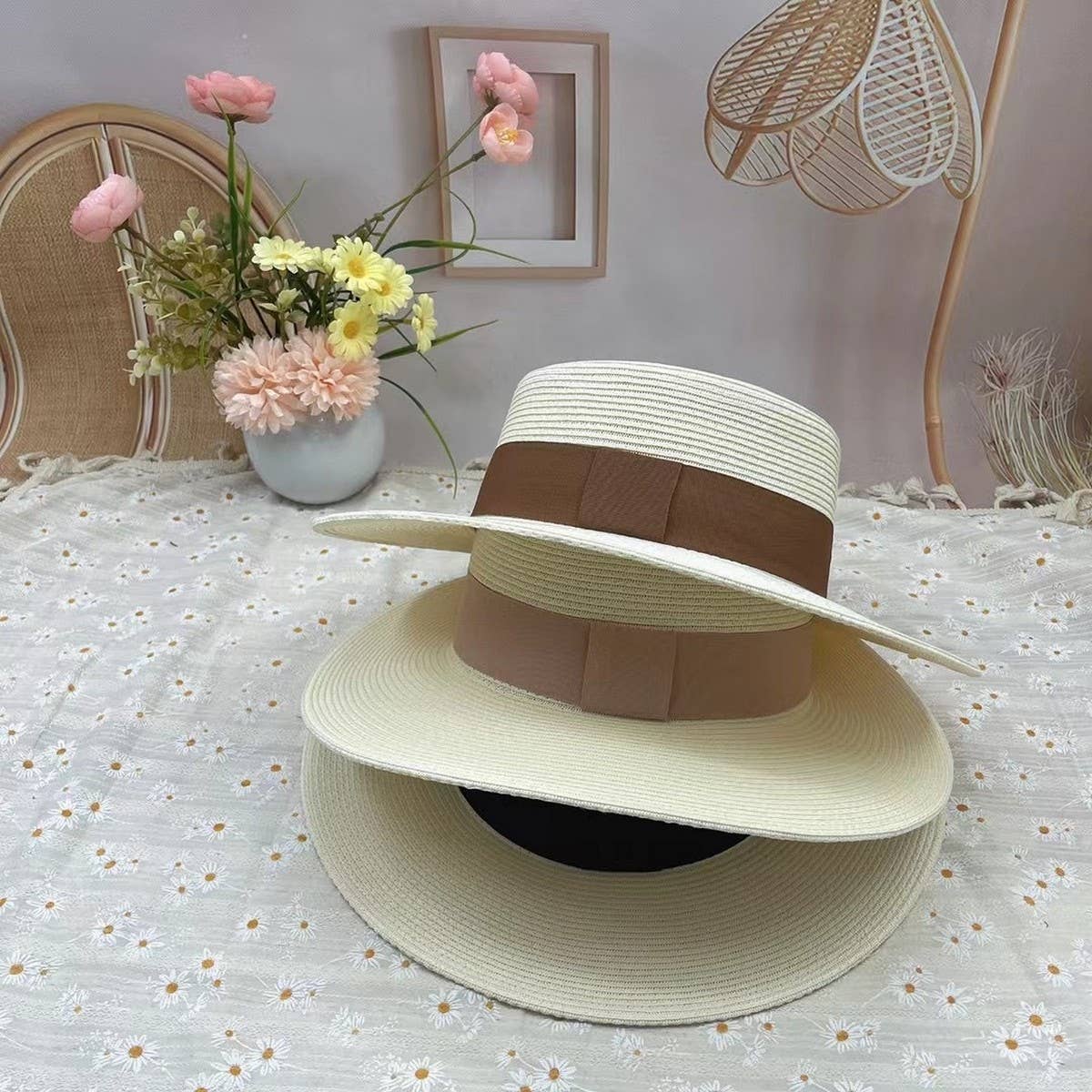SUMMER SIMPLE WIDE BRIM ENCRYPTED SUN HAT_CWAH3562