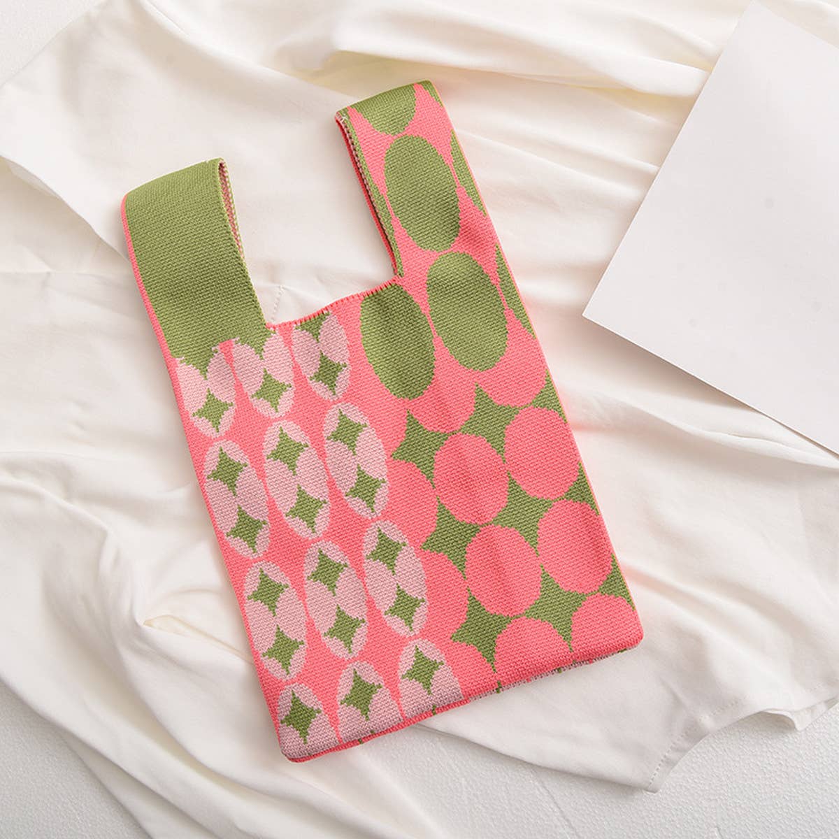 Trendy Knit Handbag For Women, Colorful Design_Cwab0879