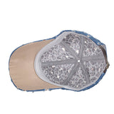 Womens Studded Denim Leopard Baseball Cap Sun Hat Cwah1528