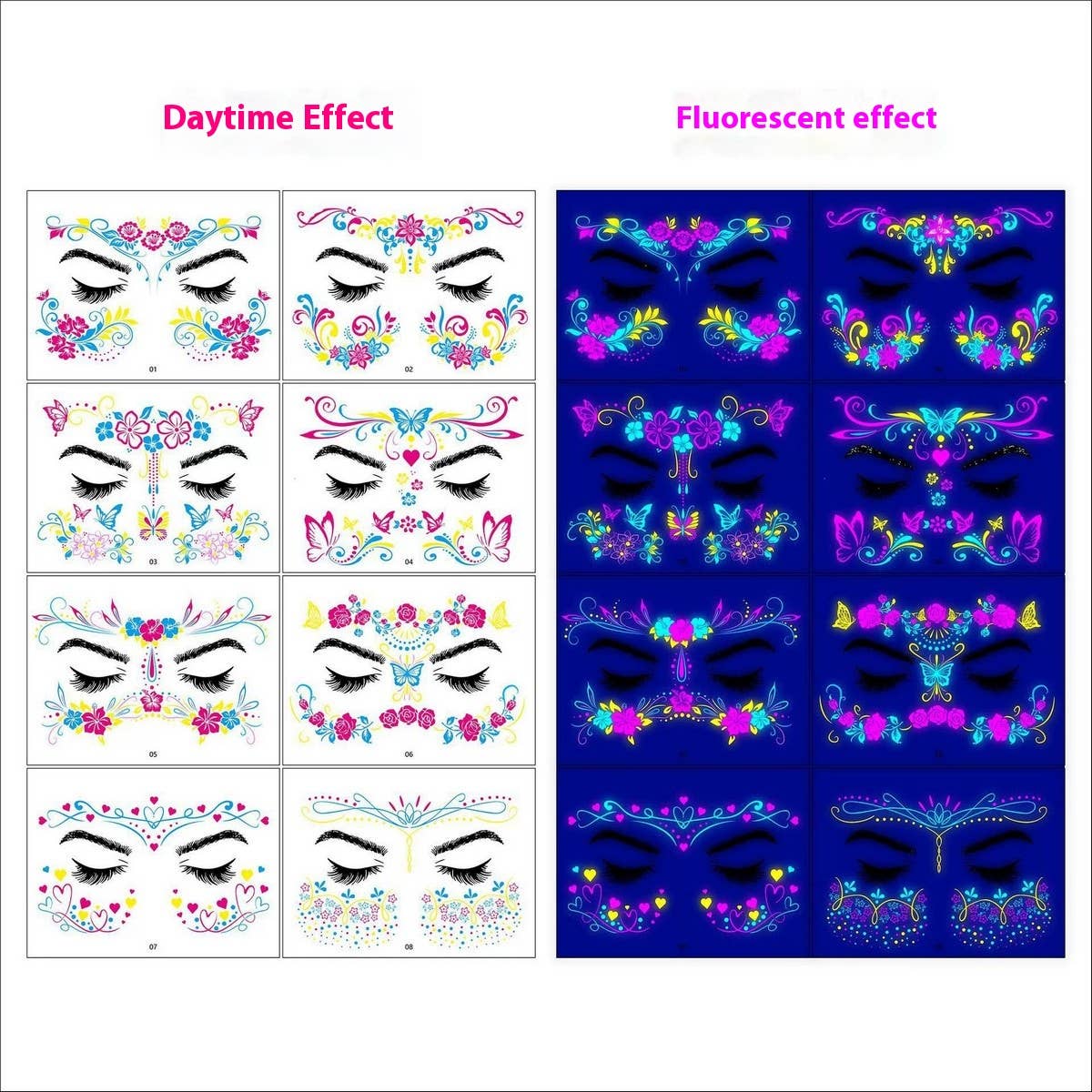 NEON BUTTERFLY GLOW FACE TATTOOS FOR PARTY_CWMM8247