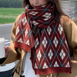PLAID SCARF FOR WOMEN THICK KNIT WINTER WARMTH_CWASC0149