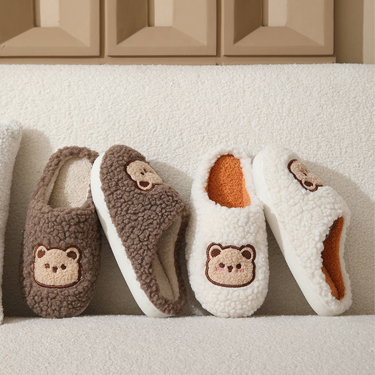 CUTE CARTOON BEAR PLUSH WARM COTTON SLIPPERS_CWSHS0852
