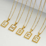 18K GOLD STAINLESS STEEL LETTER SHELL NECKLACE_CWAJE0685