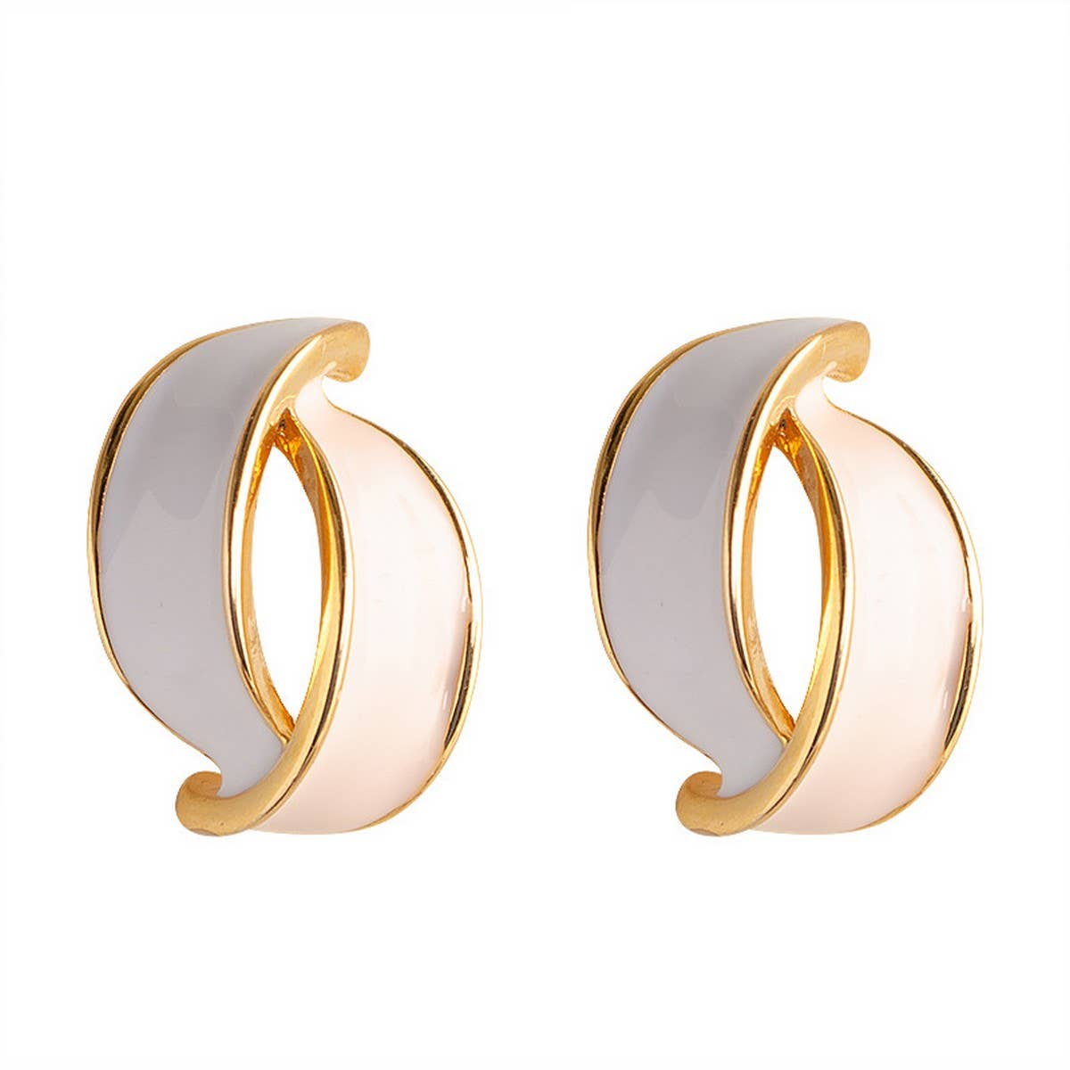 ENAMEL SILVER NEEDLE C SHAPED EARRINGS_CWMM4287