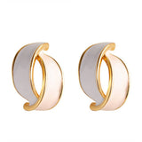 ENAMEL SILVER NEEDLE C SHAPED EARRINGS_CWMM4287