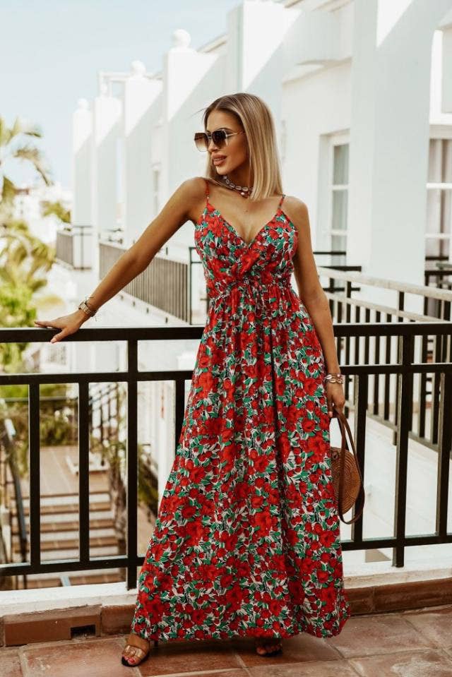 V-Neck Sleeveless Halter Print Boho Long Dress_Cwdmd4498