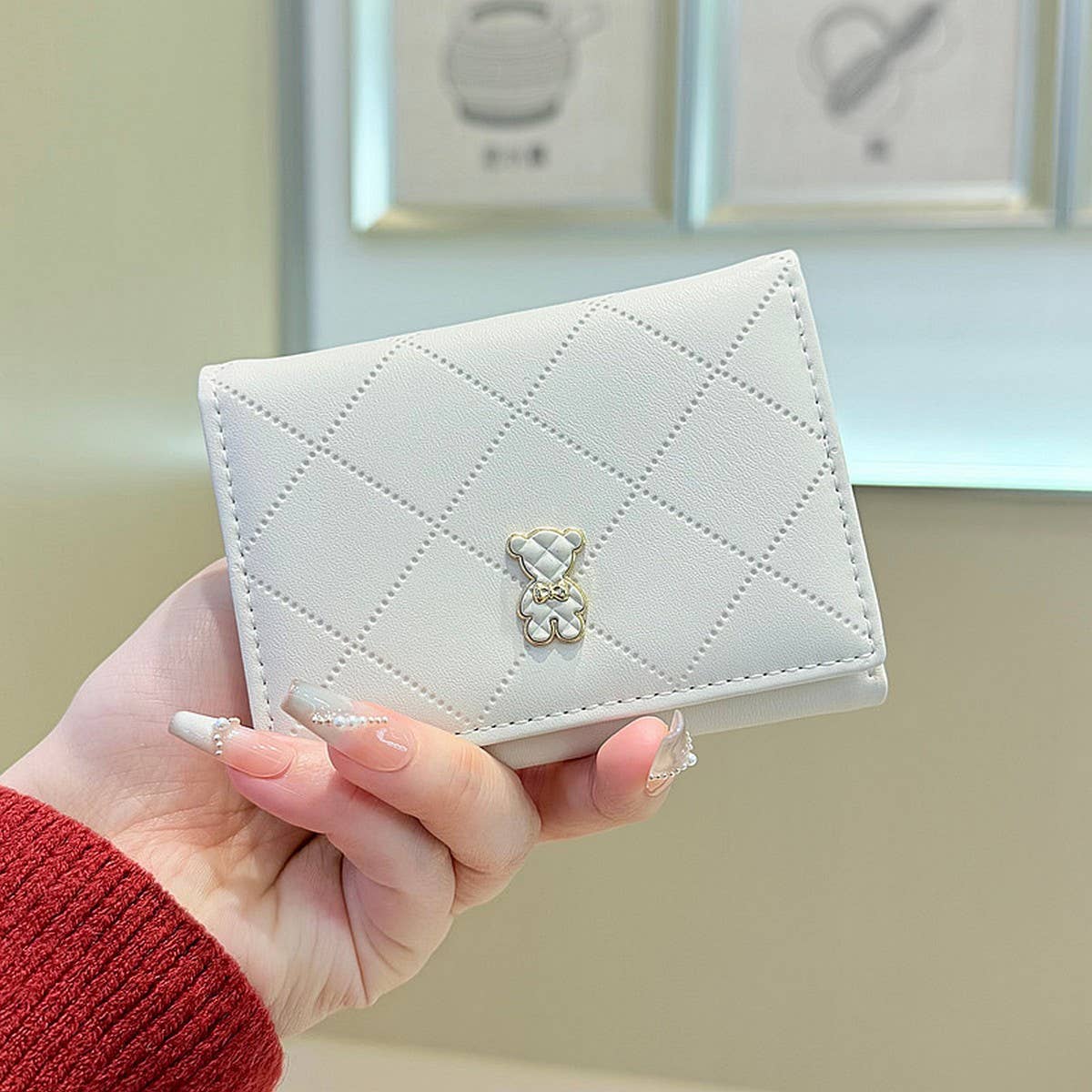 Cute Quilted Bear 3-Fold Wallet Ins_Cwab06257