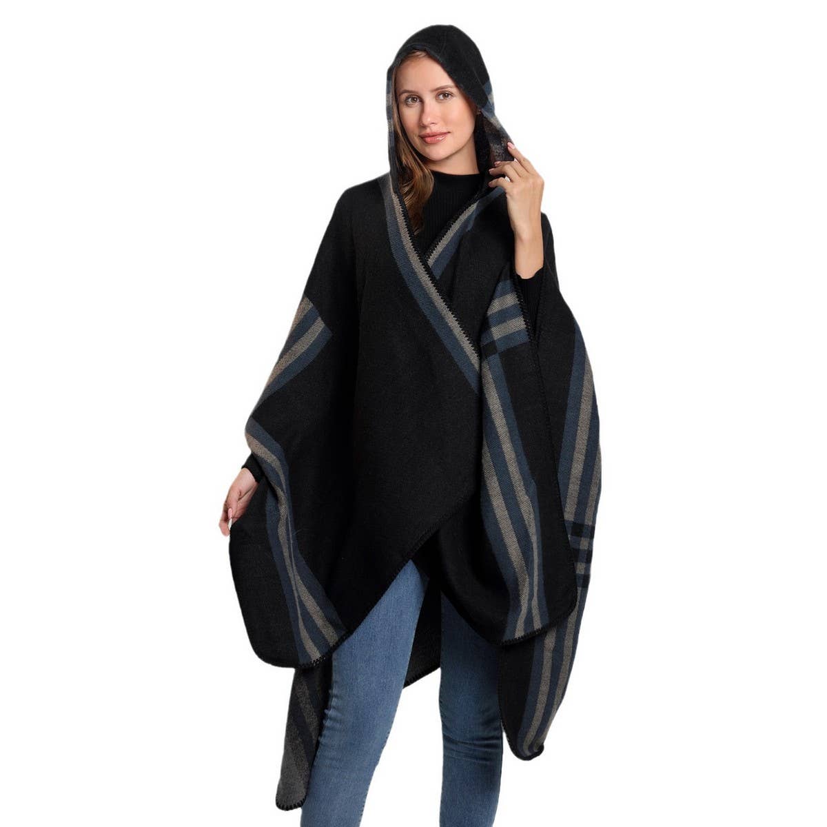 CAPE FASHIONABLE WARM CLOAK KNITTED SLIT SHAWL_CWASC2273