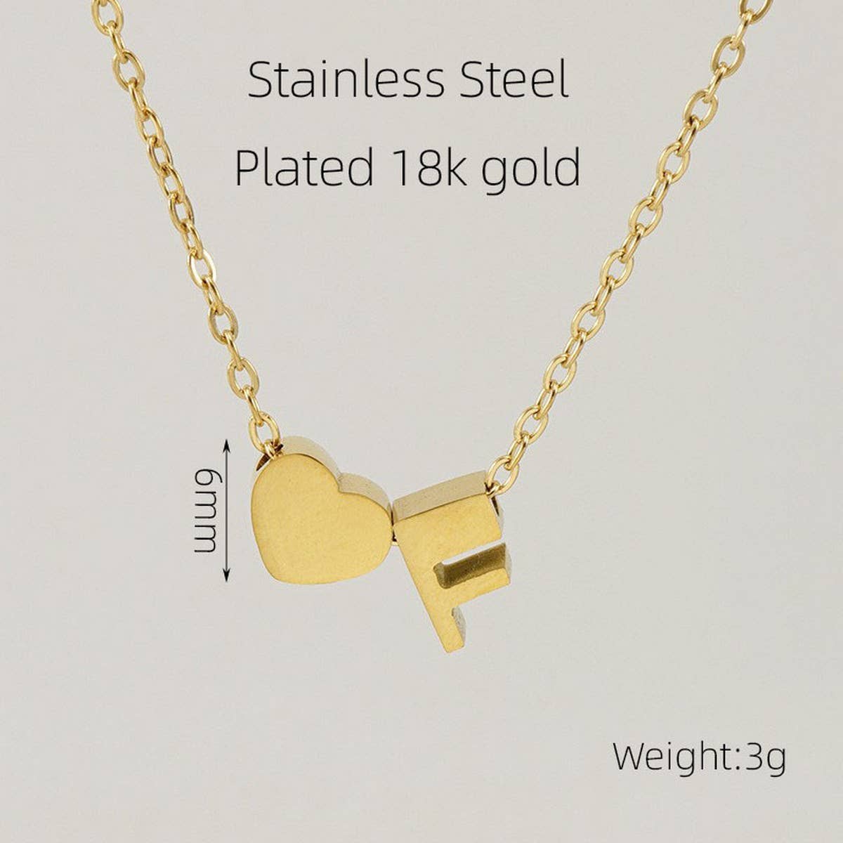 18K GOLD HEART LETTER PENDANT NECKLACE_CWAJE0692