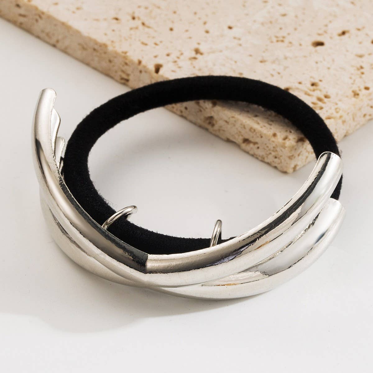 MINIMALIST METAL CROSS HAIR TIE FOR PONYTAILS_CWAHA6209