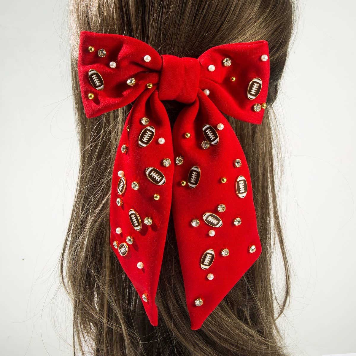 BOW STYLE SPRING HAIR CLIP RHINESTONE RUGBY_CWAHA6189
