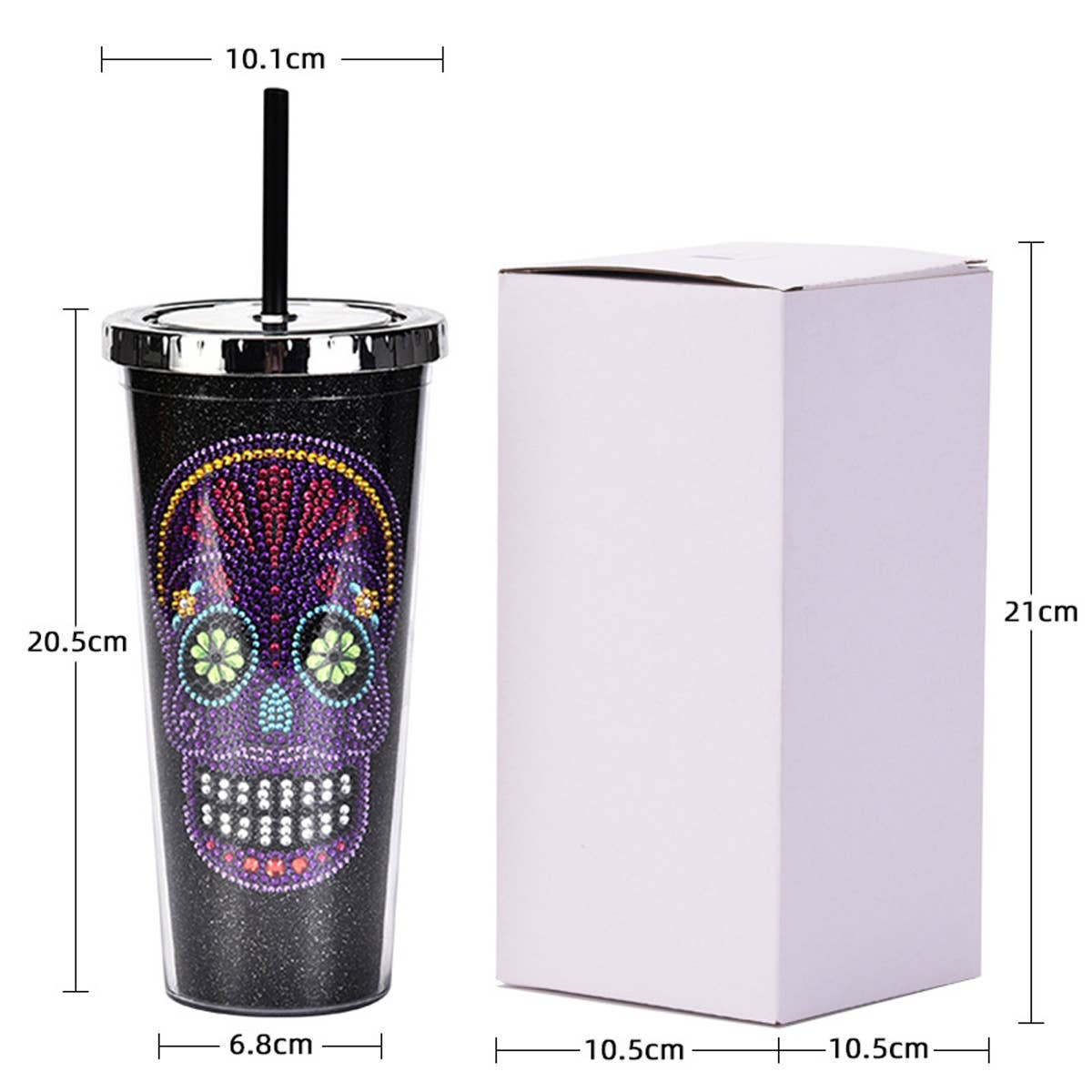 DOUBLE LAYER STRAW SKULL WATER CUP_CWMM0983