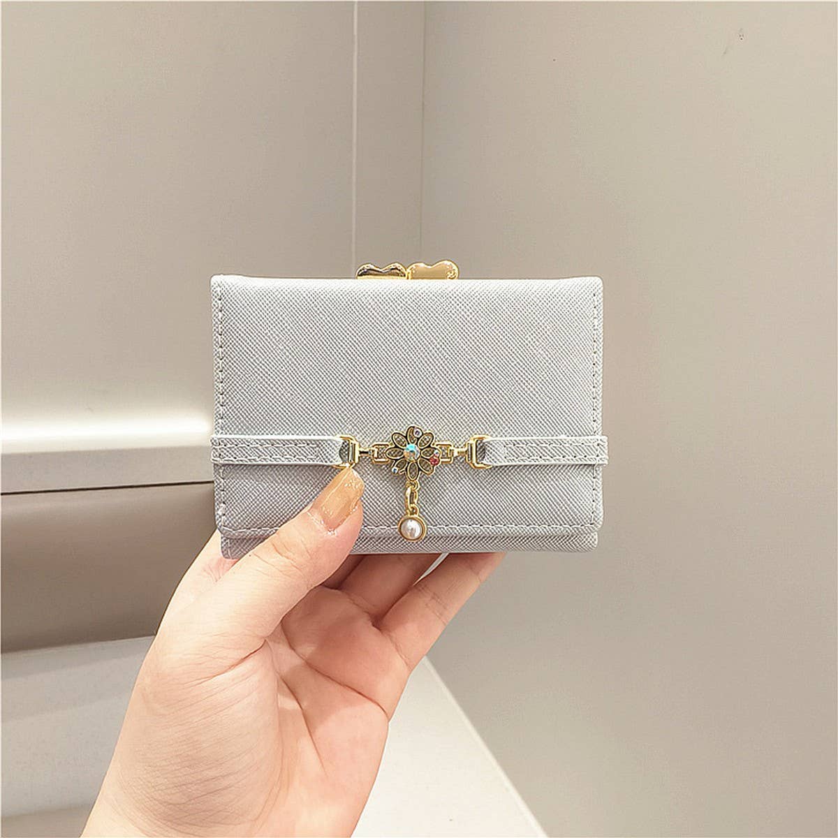 SOLID COLOR SMALL FRESH PENDANT SHORT WALLET_CWAB2565