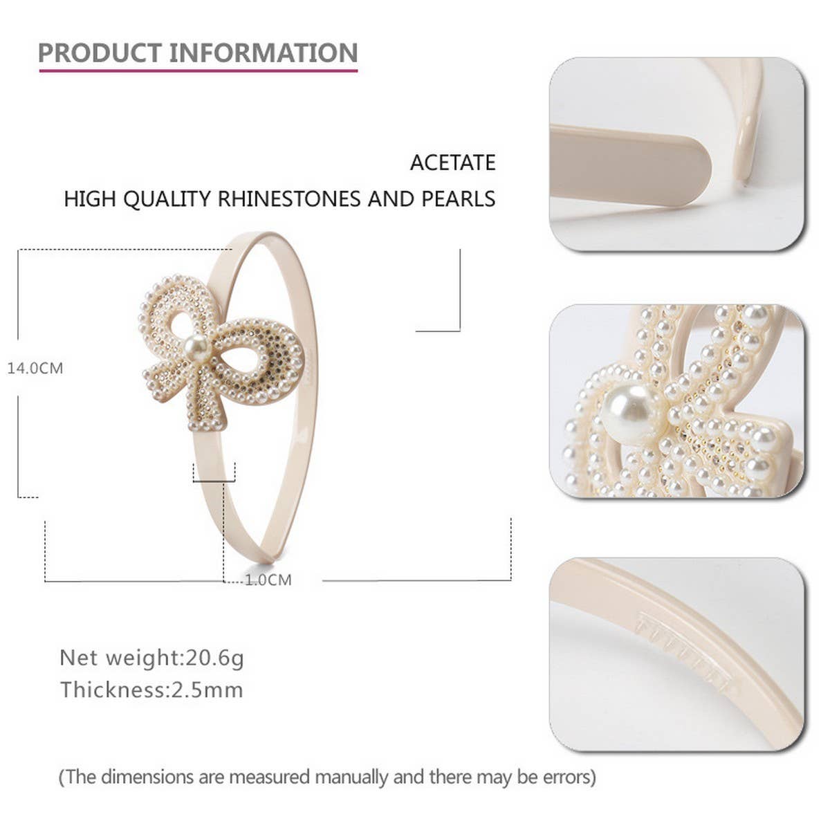 FASHION ACETATE PEARL BOW HAIRBAND HAIRPIN_CWAHA4370