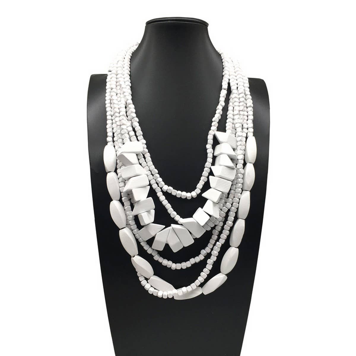 MULTI LAYERED IRREGULAR WOODEN BEADS NECKLACE_CWMM4556