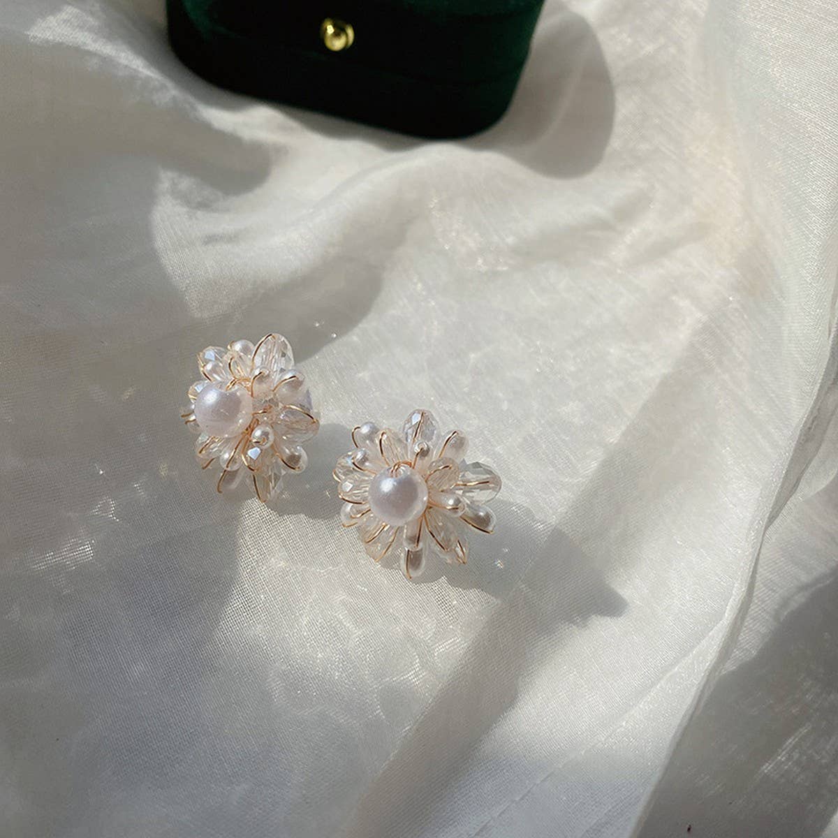 FRENCH VINTAGE PEARL FLOWER EARRINGS_CWAJE2190