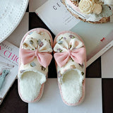 NEW FLORAL BOW WARM HOME SHOES FOR WOMEN_CWMM2959