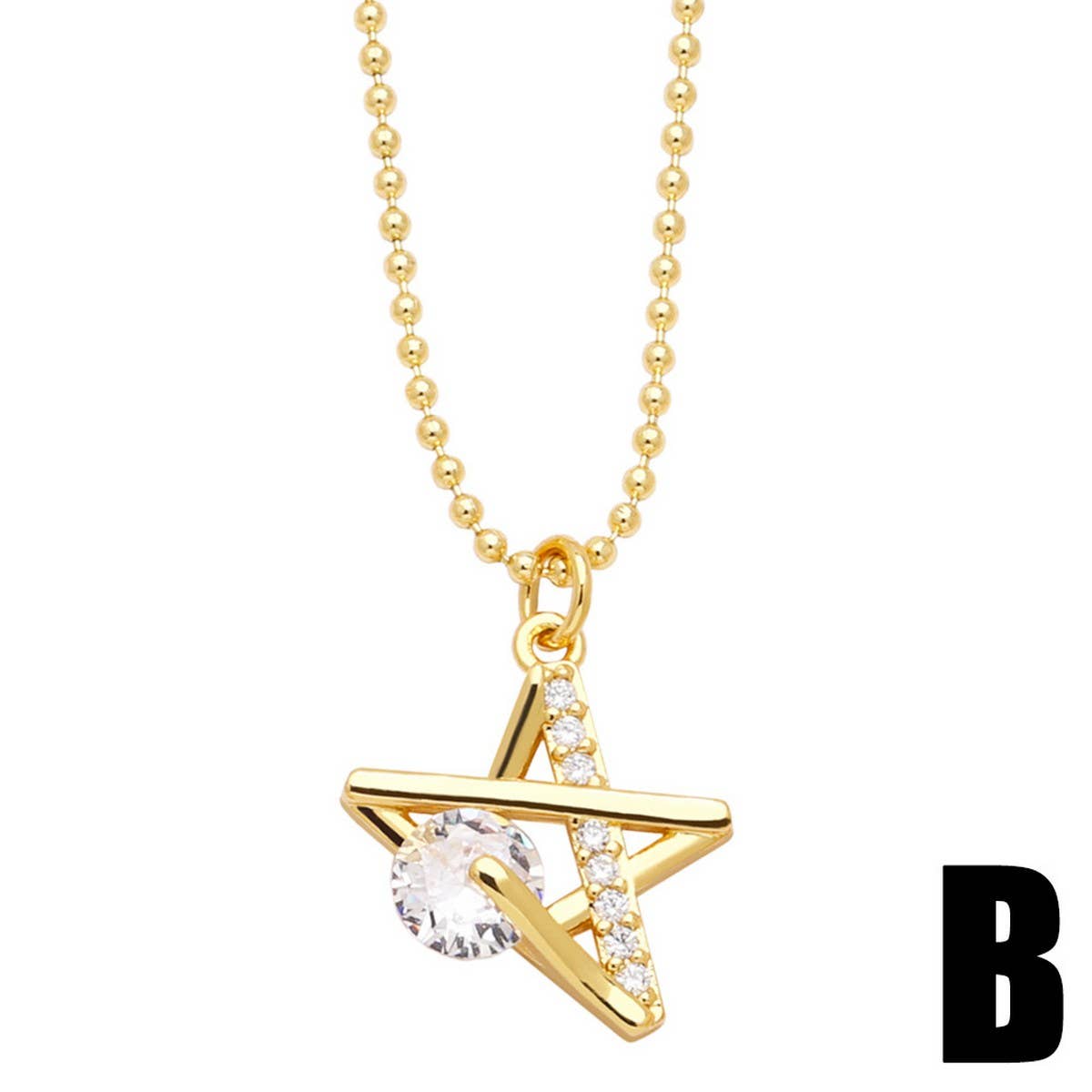 MOON STAR HEART PENDANT NECKLACE_CWAJE0915