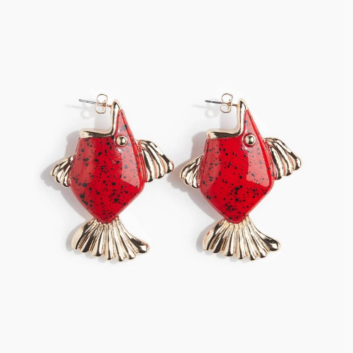 FASHION RETRO RED SPOTTED CHUBBY FISH EARRINGS_CWAJE5049