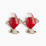 FASHION RETRO RED SPOTTED CHUBBY FISH EARRINGS_CWAJE5049