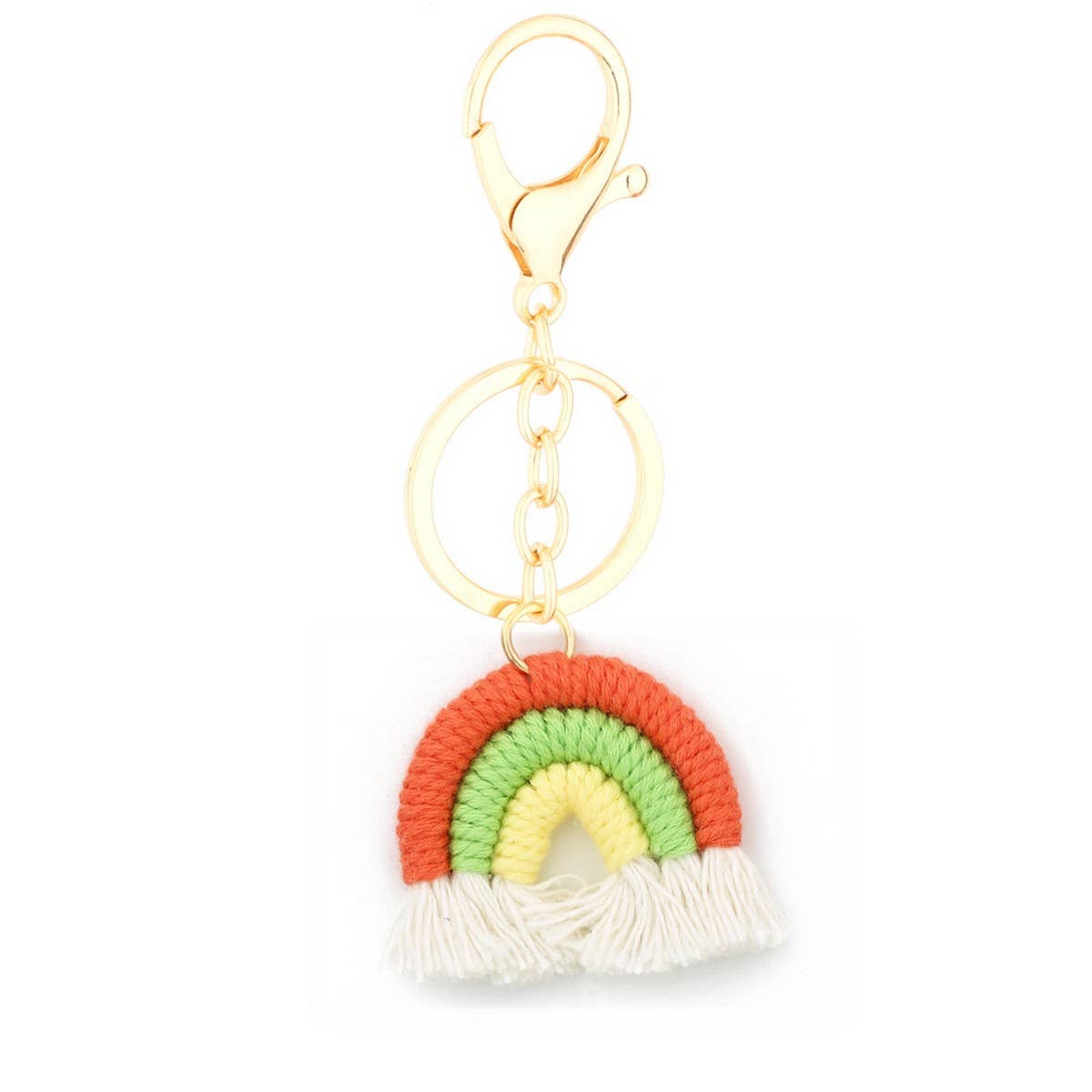 HANDMADE COTTON KEYCHAIN 3 8CM RAINBOW BOHO PENDANT_CWAB5072