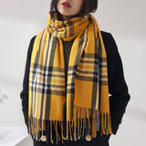 PLAID FAUX CASHMERE SCARF SWEET MID LENGTH WRAP_CWASC0190