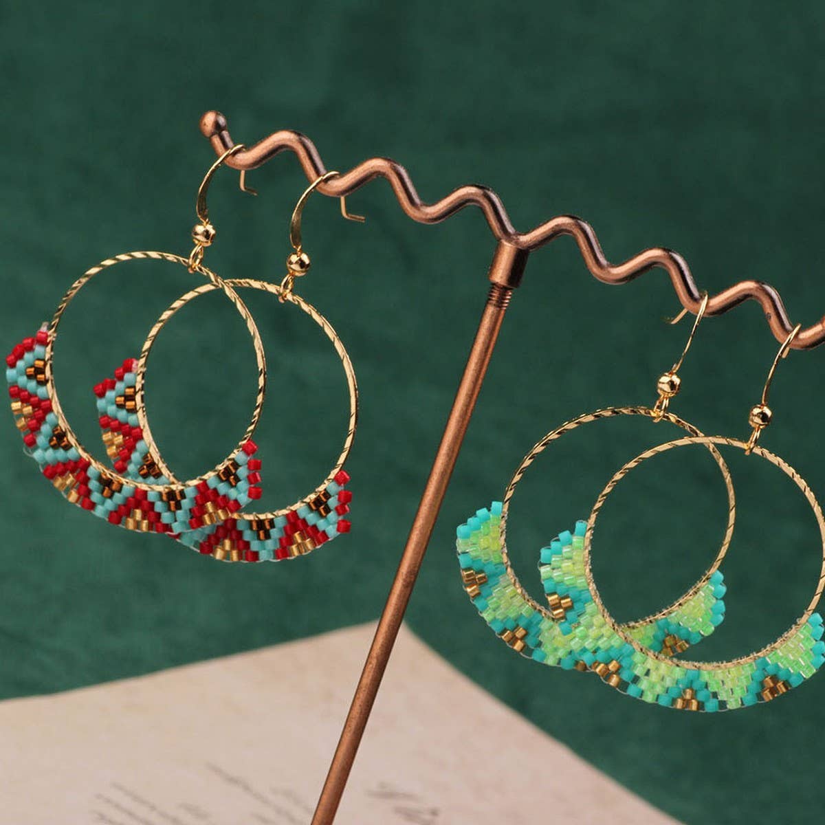 HIGH GRADE NATURAL STONE WOVEN COLORFUL EARRINGS_CWAJE3983