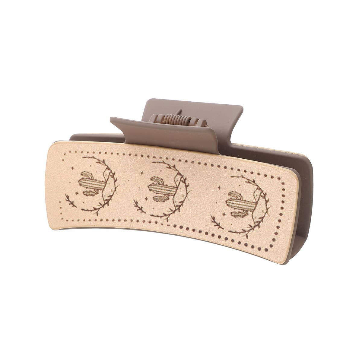 Western Bull Print Leather Hair Claw For Women_Cwasc1631