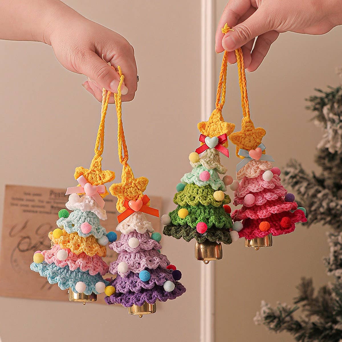 Plush Christmas Ornament Knitted Tree Hanging_Cuab00751
