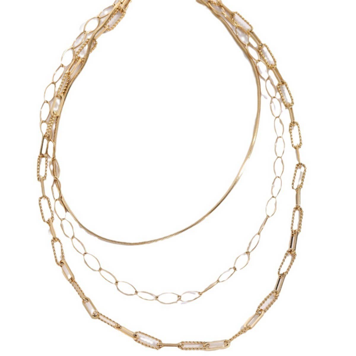 PAPERCLIP SNAKE BONE ROUND MULTI LAYERED NECKLACE_CWMM3690