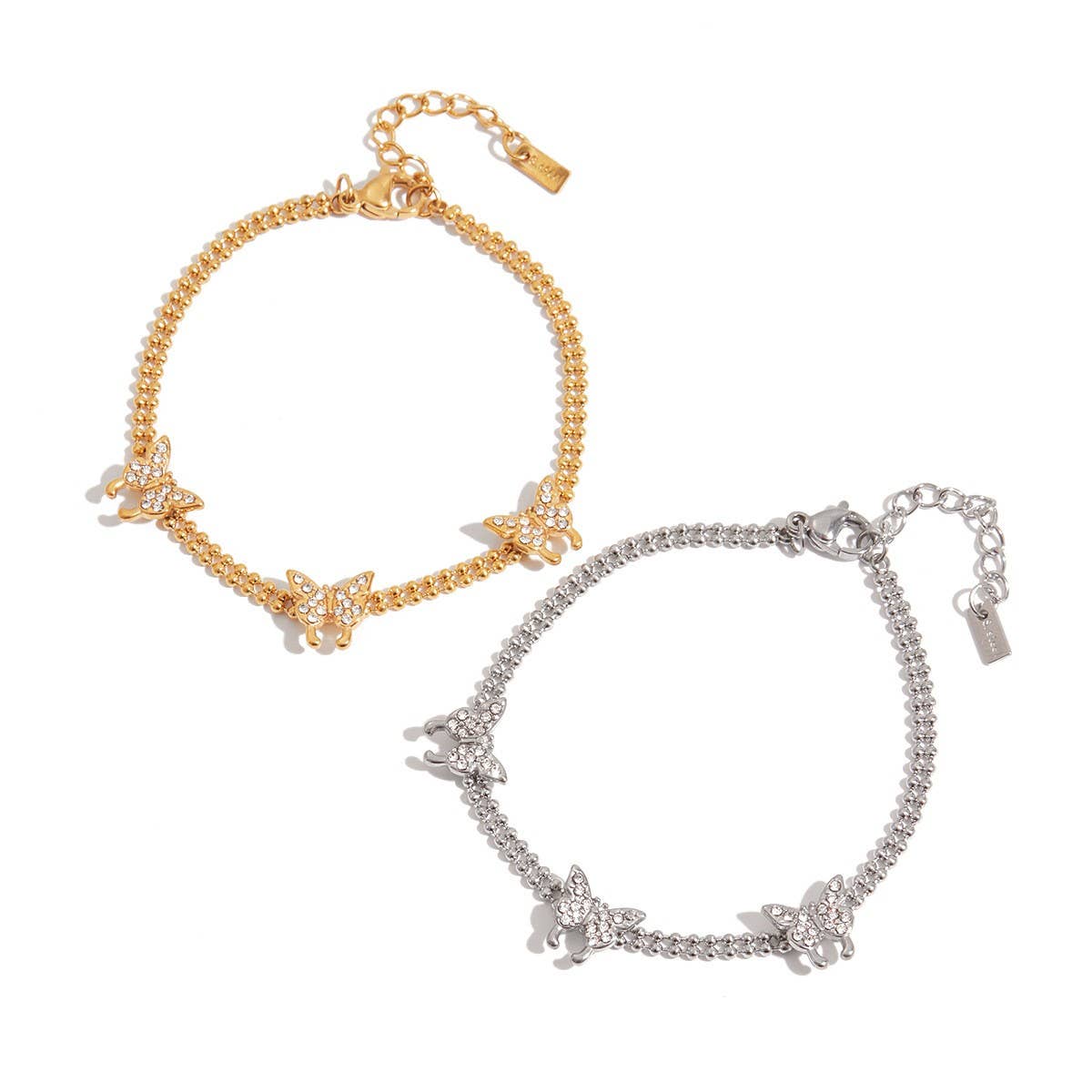 LUXURY 18K GOLD WHITE ZIRCON BUTTERFLY BRACELET_CWAJE4832